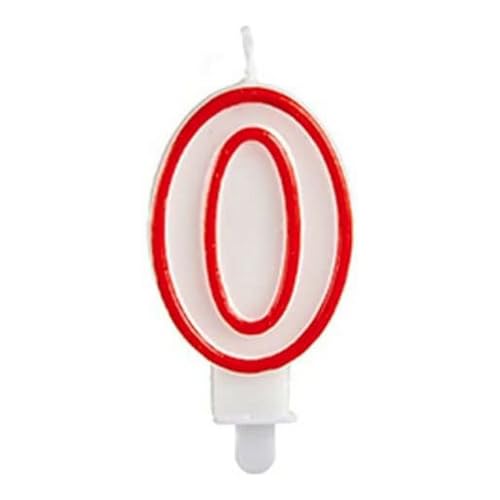 Candela Di Compleanno Arte Regal 0 Cera 7,5 Cm Rosso/Bianco