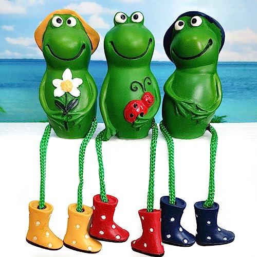 Set Di 3 Statuette A Forma Di Rana, Decorazione Da Giardino, Con Rane E Rane, Per Esterni, In Zinco, Per Terrazze, Balconi, Terrazze