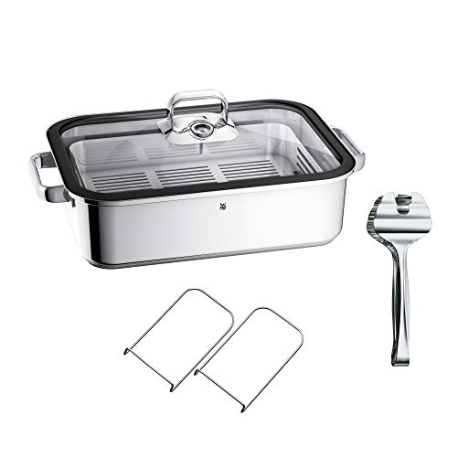Wmf Vitalis Aroma - Pentola A Vapore, A Induzione, 41 X 27 X 10 Cm, Teglia Da 6,5 L, Pinza Da Servizio, Coperchio In Vetro, Bordo In Silicone, Termome