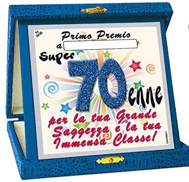 Dor Targhetta 70 Anni Glitter Gadget Festa 70 Anni - Compleanno Targa Settantenne