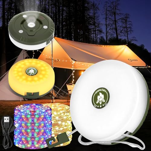 Pqetbv Catena Luminosa Da Campeggio, 10M Catena Luminosa Led, Stringa Luminosa Portatile Avvolgibili, Catena Luminosa Da Campeggio Portatile Per Ester