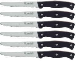 Marietti 24Ft Tavola - Coltello Da Tavola, Lama Dentata, 11 Cm, Colore: Grigio/Nero