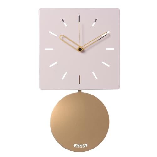 Arti & Mestieri Grace - Orologio A Pendolo Da Parete Di Design 100% Made In Italy - In Ferro, 43,5 X 24 Cm (Gelso E Oro Laccato)