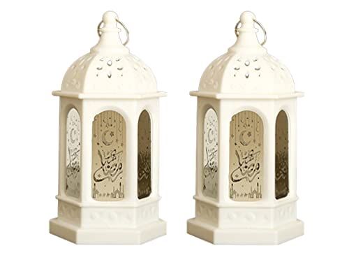 Anlising 2Pcs Ramadan Decoration Lantern, Lampada Decorativa Ramadan, Lampada Led Eid Mubarak, Ramadan Decorative Light, Decorazione Lanterna Vintage,