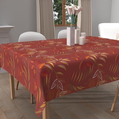 Soleil D'Ocre, Tovaglia Stampata Antimacchia Quadrata 180 X 180 Cm Flores
