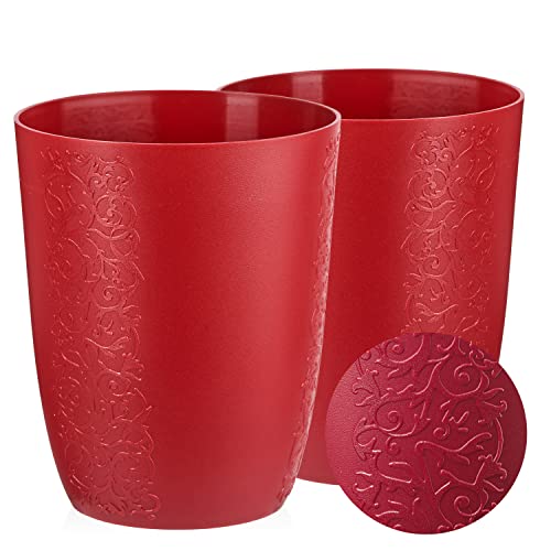 Tymar Set Di 2 Vasi Per Orchidee, Vasi Per Orchidee, Vasi Per Piante In Plastica, Moderni, Sottili, Forma Rotonda (Rosso, Ø 12,5 Cm)