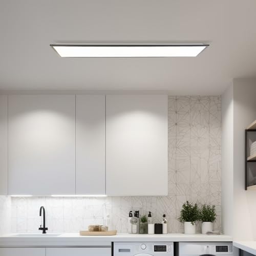 Lightbox Basic Pannello Led A Superficie | 120 X 30 Cm | Pannello A Parete E A Soffitto Senza Tempo Con Cornice Nera E Luce Bianca Neutra (4000 K) | 4