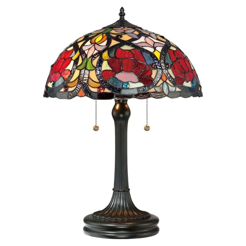Qz / Larissa / Tl Larissa Tiffany Bronzo 2 Lampada Da Tavolo Luce