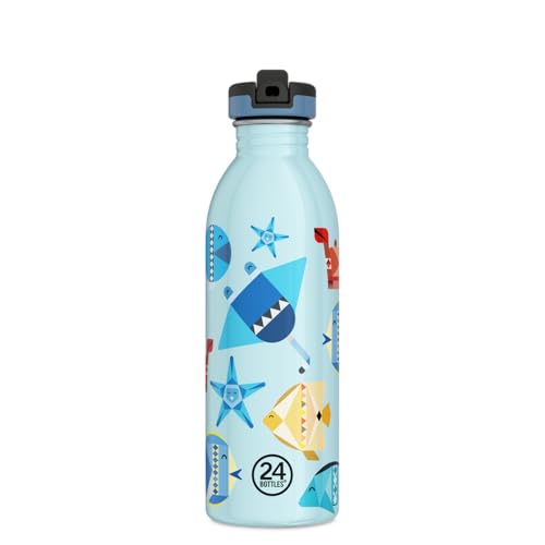 24Bottles Kids - Borraccia Bambini Con Cannuccia Scuola Elementare E Asilo 500 Ml, Borraccia Bambina Bambino 100% Ermetica In Acciaio Inox Bpa Free Ul