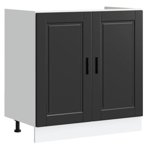 Vidaxl Mobile Base Lavello Porto Nero 80X46X81,5Cm Legno Multistrato