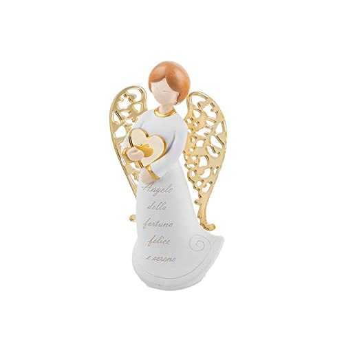 Angelo Bambino Bianco E Oro Con Ali Plexi Da 12 Cm Bomboniera