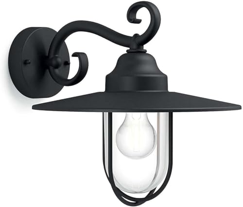 Philips Lighting 1627030Pn Pasture Lampada Da Parete Plafoniera Illuminazione Giardino Ambienti Esterni Design Vintage Black Edition E27, 60 W, Nickel