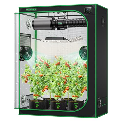 Vivosun Tenda Da Coltivazione S538, 152,4 X 81,3 X 203,2 Cm, In Mylar Riflettente Con Finestra Di Osservazione E Vassoio Da Pavimento Per Piante Idrop