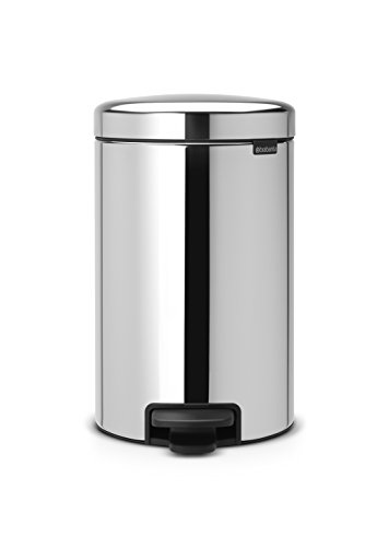Brabantia Pedal Bin Newicon Pattumiera A Pedale, Secchio Interno In Metallo, Inox Lucido, 12 Lt
