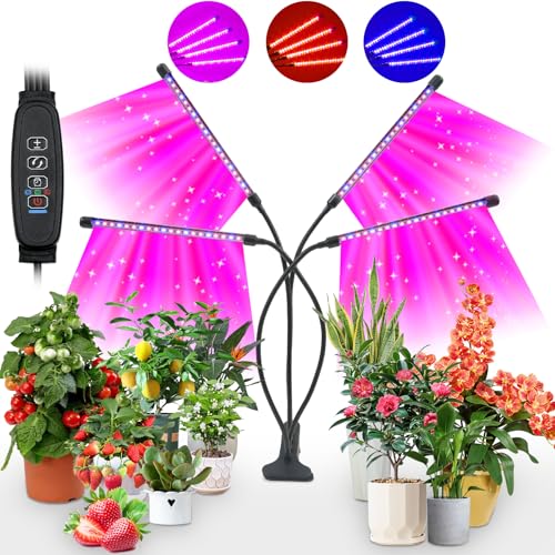 Luce Per Piante Lampada,80Led Lampada Crescente 3 Modalità Di Luce E 10 Livelli Di Intensità Regolabile A 360°, Timer 3/9/12H, Per Grandi Piante E Fio