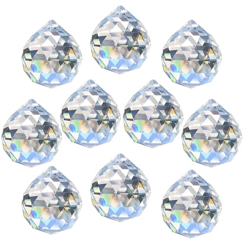 Cristalli Da Appendere, 10 Pezzi, Acchiappasole In Cristallo, Prisma Da 30 Mm, Cristalli Arcobaleno, Per Lampadari, Finestre, Giardino, Decorazione Ma