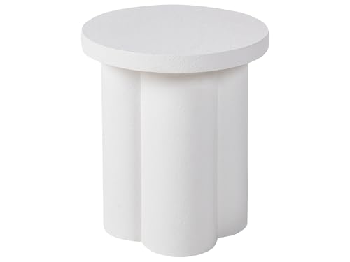 Tavolino Con Base Rotonda Mdf Bianco