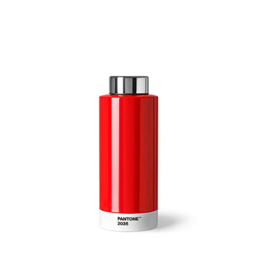Pantone Borraccia A Doppia Parete In Acciaio Inox Con Funzione Termica, A Prova Di Perdite, 500 Ml, Colore: Rosso 2035
