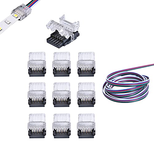 Yutokeer Connettore Led Per Strisce Led Rgbw-Rgbww-5050 Non Impermeabili A 5 Poli 12 Mm Rgbw-Rgbww-5050, Collegamento Rapido Stripping, Con Cavo Di Pr