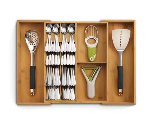 Joseph Joseph Drawerstore Organizzatore Di Cassetti Espandibile Porta Posate, Utensili E Accessori Cucina, Vassoio Salvaspazio, Bambù