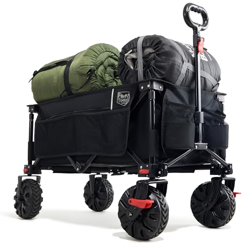 Timber Ridge Carrello Spiaggia Ruote Grandi Con Freno Carrello Pieghevole Trasporto Braccioli Regolabili E Tasche Laterali Per Rimorchio Giardino Camp