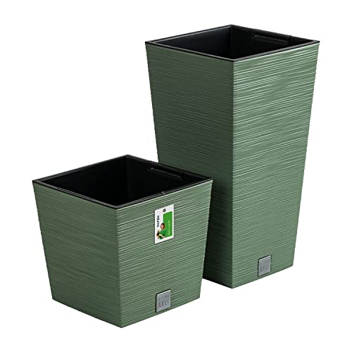 Vaso Per Fiori Con Inserto 2 In 1, Altezza: 55 Cm, 29 Cm, Colore: Verde