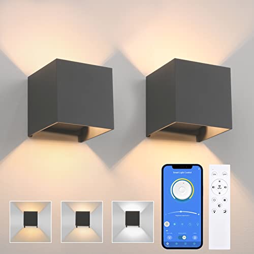K-Bright Lampada Da Parete Intelligente A 2 Pezzi, Applique Led Dimmerabili, Illuminazione Da Parete 3000K-6000K Con Telecomando, Angolo Del Fascio Re
