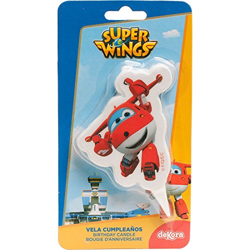 Dekora 346177 - Candela Di Compleanno 2D Jett Di Super Wings, Cera, Multicolore, 7,5 X 4 X 2 Cm
