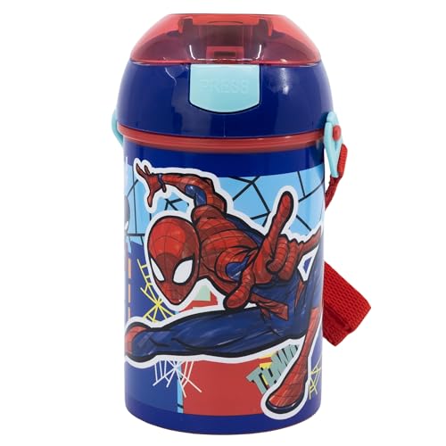 Bottiglia Riutilizzabile Robot Pop Up Con Cannuccia, Corra Y Cierre De 450 Ml | Spiderman Mob Rules
