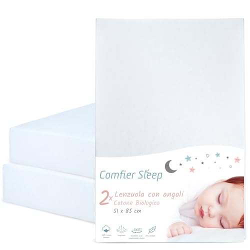 Lenzuola Next To Me 51X85 – Set Di 2 Pezzi Colore Bianco Lenzuolo Angoli Next To Me In 100% Cotone Biologico - Elasticizzate E Ultra Morbide