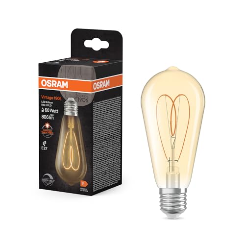 Osram Vintage 1906 Edison È Una Lampada Led Bianca Calda Dimmerabile A Forma Di Lampadina Edison Con Filamento. Offre 8 W Per 806 Lm, Attacco E27, Vet