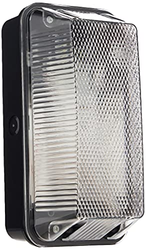 Knightsbridge Bulkhead With Clear Diffuser And Black Paratia 230V Ip65 60W B22 Con Diffusore Prismatico Trasparente E Base In Plastica Nera, Nero