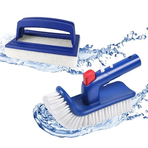 Konfen Set Di 2 Spazzole Per Pulizia Piscina: Spazzola Rotabile 360° Per Pareti E Spugna Manuale. Ideale Per Piscine, Spa, Bagni E Pavimenti. Pratico