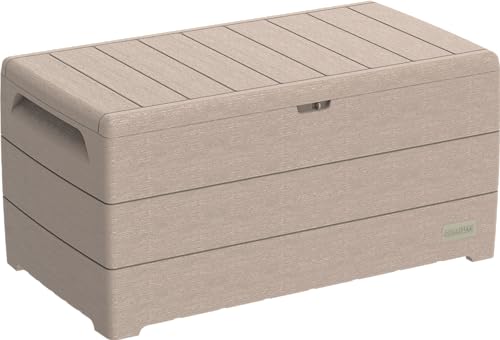 Duramax Cedargrain Durabox 270 Litri/ 71 Galloni Baule Da Giardino, Cassapanca Contenitore Da Esterno In Plastica Con Ruote E Maniglie, Scatole Per Es