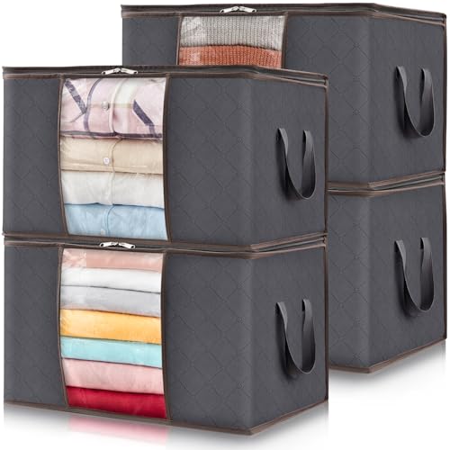 Lifewit 4 Pezzi 90L Scatole Per Armadio, Scatole Per Vestiti Grande Capacità, Contenitori Organizer Armadio Per Piumoni, Scatola Trasloco, Buste Piegh