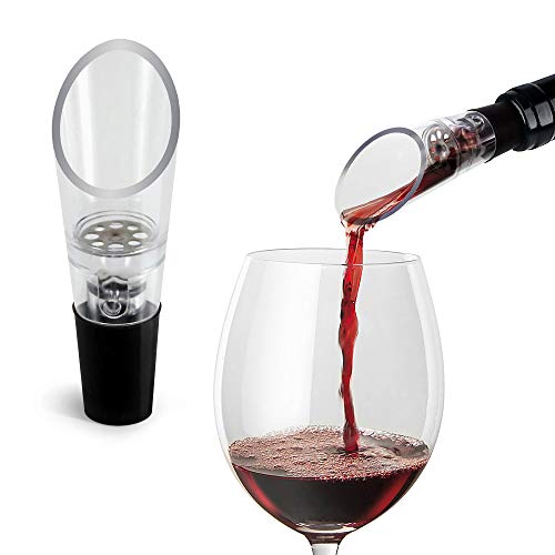 Tenten Labs Versatore Aeratore Per Vino (Confezione Da 2) – Set Di Beccucci Aeratori E Decanter – Confezione Regalo Inclusa – Nero