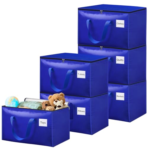 Withosent 100L Borsa Portaoggetti Grande, 6 Pezzi Impermeabile Borse Di Stoccaggio Trasloco Con Cerniera E Maniglia, Pieghevole Scatole Armadio Viaggi