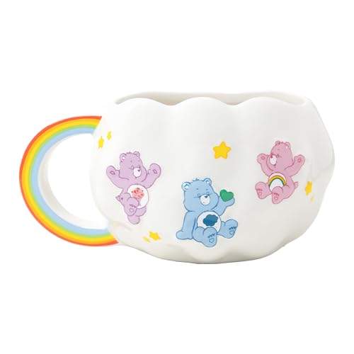 Paladone, Tazza A Forma Di Nuvola Con Manico Ad Arcobaleno Degli Orsetti Del Cuore, In Ceramica, Da 450 Ml, Con Licenza Ufficiale, Per Bevande Calde,