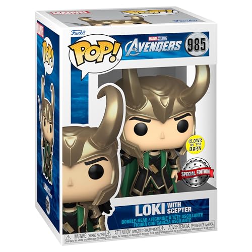 Funko - Pop! Vendicatori: Loki Con Scettro Che Brilla Al Buio, Edizione Speciale 985