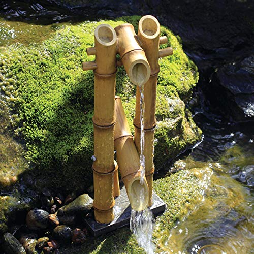 Aquascape 78306 Fontana Di Bambù Ispirata A Shishi-Odoshi, In Poliresina, Motivo: Cervi, Colore: Giallo