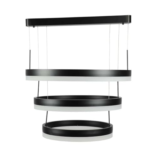V-Tac Vt-82-3-B Lampadario Led A Sospensione Ad Anelli 86W In Metallo Con 3 Cerchi Colore Nero Luce 3000K Dimmerabile - 213990
