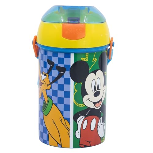 Bottiglia Riutilizzabile Robot Pop Up Con Cannuccia, Corra Y Cierre De 450 Ml | Mickey Has Fun