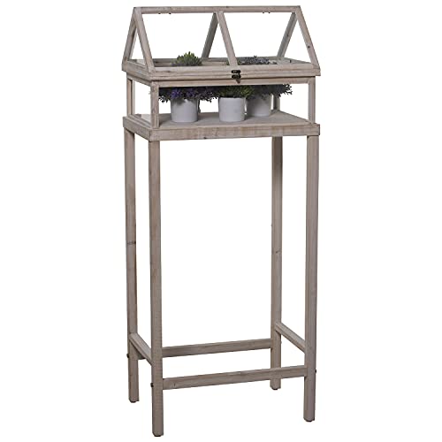 Drw Serra In Legno Abete E Vetro Decappa 50 X 35 X 122 Cm, Bianco Decapaggio, 50X35X122Cm