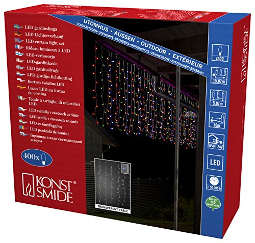 Konstsmide 3675 – 503 Led Nevischio Con Colorati Globes – Ampolle/Per Esterni (Ip44)/Certificato Vde/Trasformatore Esterno 24 V/400 Diodi Colorati/Cav