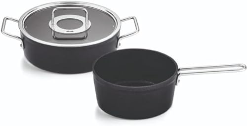 Fissler Adamant - Set Di Pentole In Alluminio, 2 Pezzi, Pentole Rivestite In Metallo Con Coperchio In Vetro, Antiaderenti (1 Padella, 1 Casseruola), C