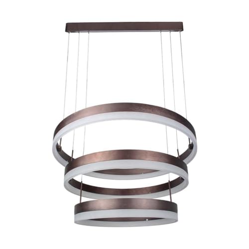 V-Tac Vt-82-3-D Lampadario Led A Sospensione Ad Anelli 86W In Metallo Con 3 Cerchi Colore Caffè Luce 3000K Dimmerabile - 213991