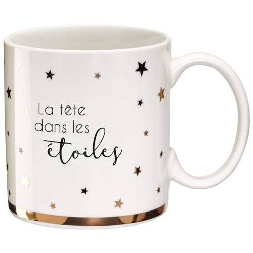 Draeger Paris 1886 La Tête Dans Les Étoiles, Tazza, Porcellana, Bianco, Nero E Oro, 1 Unité (Lot De 1)