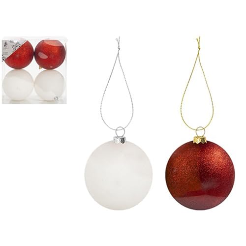 Elegante Scatola Di Palline Rosse E Bianche, 10 Cm (1 Pezzo), Perfetta Per Decorazioni Natalizie Per La Casa