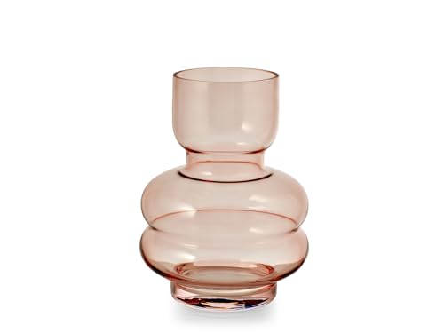 H&H Vaso In Vetro Borosilicato Rosa, 21Cm – Design Sagomato Ed Elegante