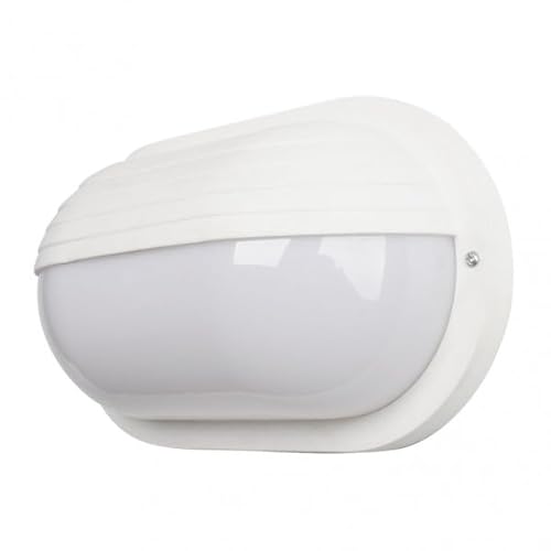 Zarivy Applicare Ext. Canopus Ovale Grande Con Attacco E27, In Elegante Policarbonato Bianco. Dimensioni: 10 X 26 X 15 Cm, Ideale Per Esterni, Ip44 Ga